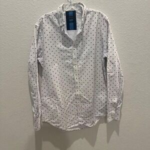 Zara Man Slim Fit Button Down Shirt White Patterned Skull‎ Cotton Casual
